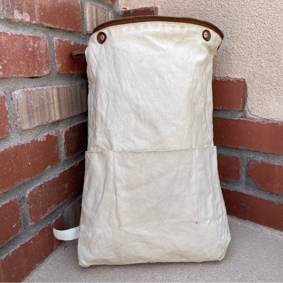 Handmade Convertible Waxed Canvas Tote with Leather Strap in Avocado Green - Picture 9 of 11